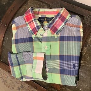 Polo Ralph Lauren Vibrant Plaid Men's Shirt Sz Large EUC